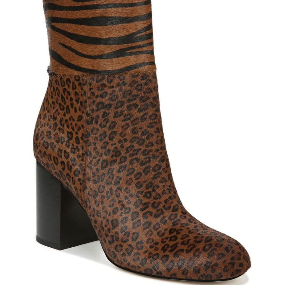 🆕 Sarto Dexter Boot Leopard Zebra Print Calf Hair